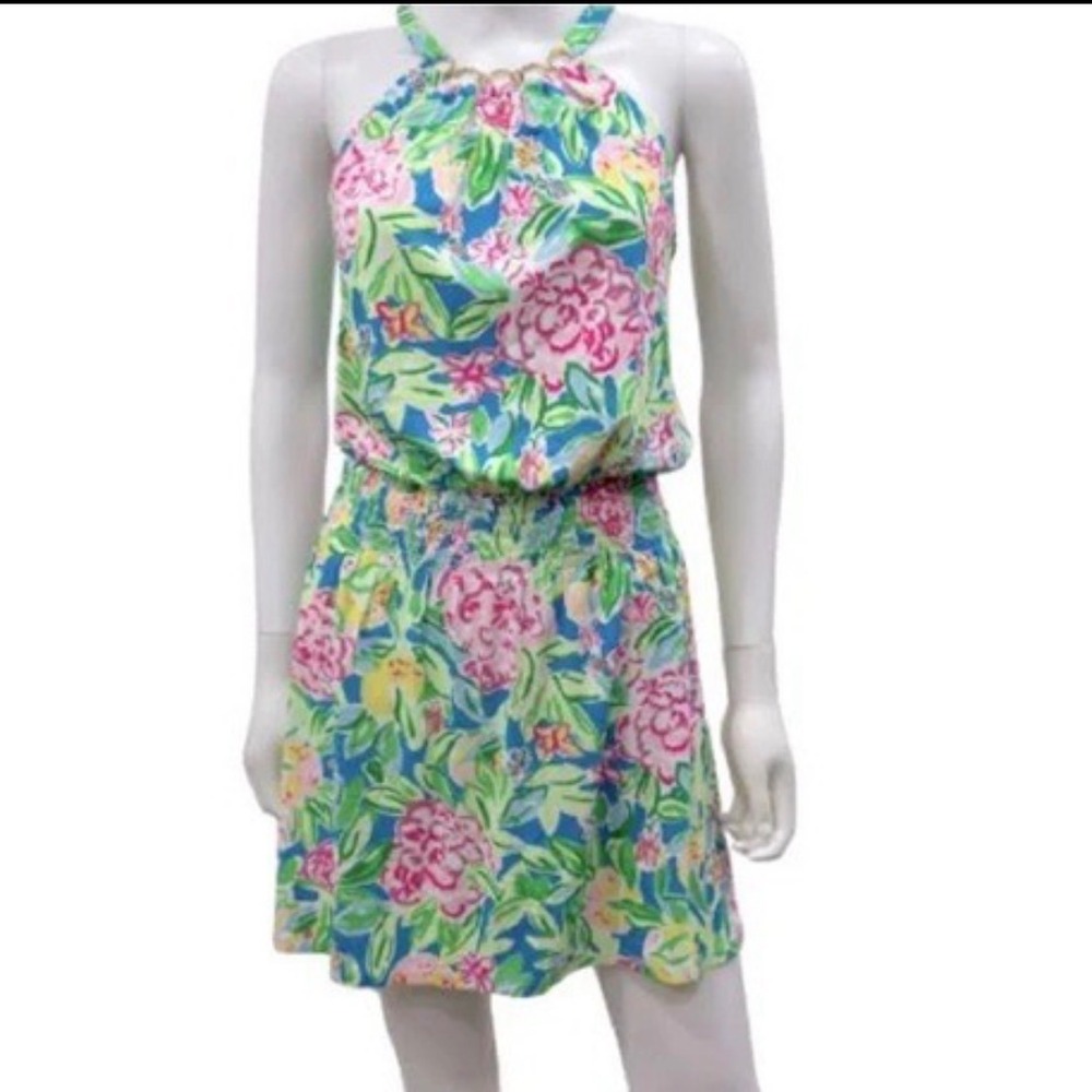 Lilly Pulitzer Shirelle Skirted Dress Multi Grove Garden with shorts Size Large